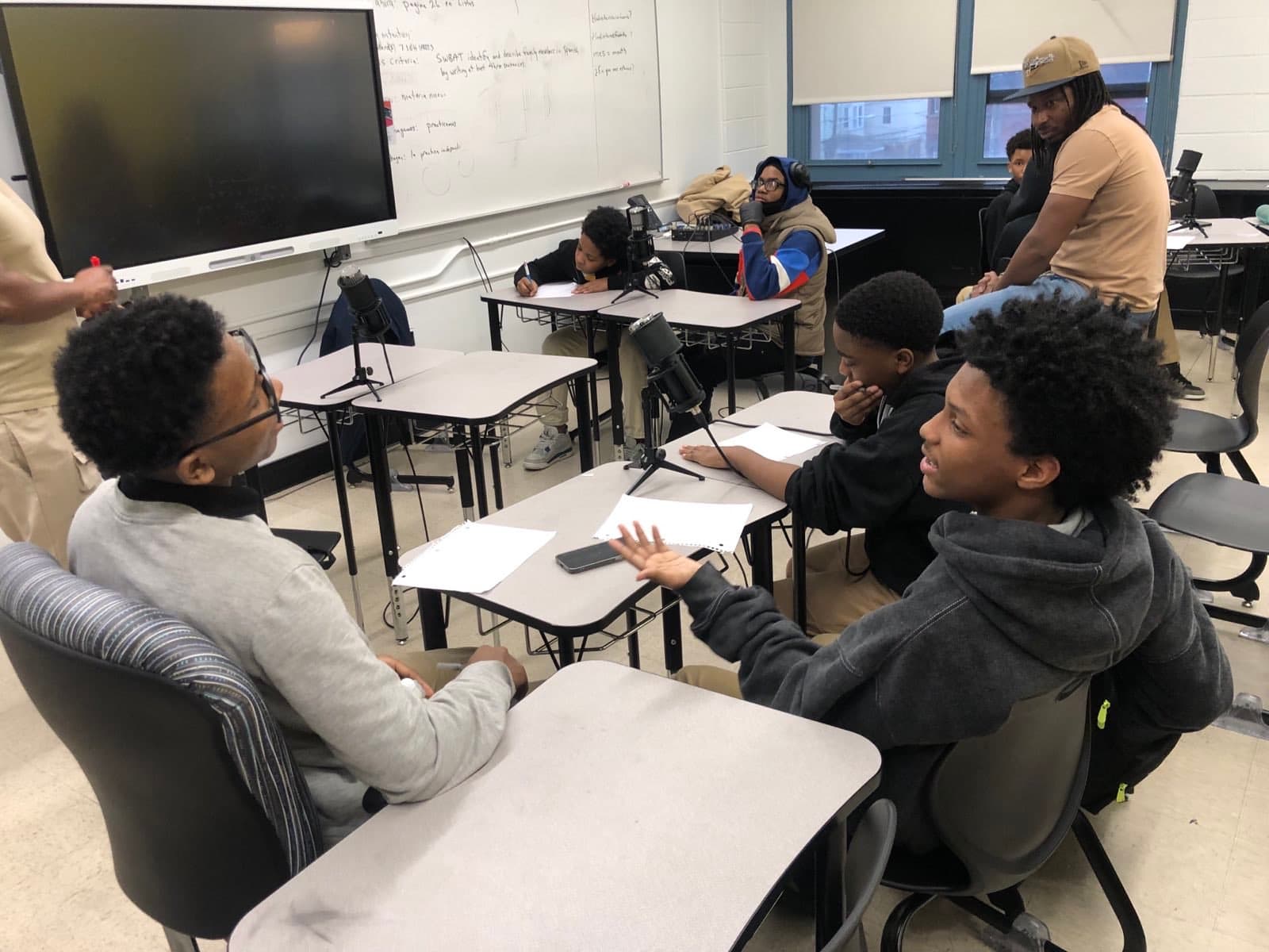 Students presenting their media projects